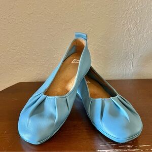 Camper Sky Blue Ruched Ballet Flats
